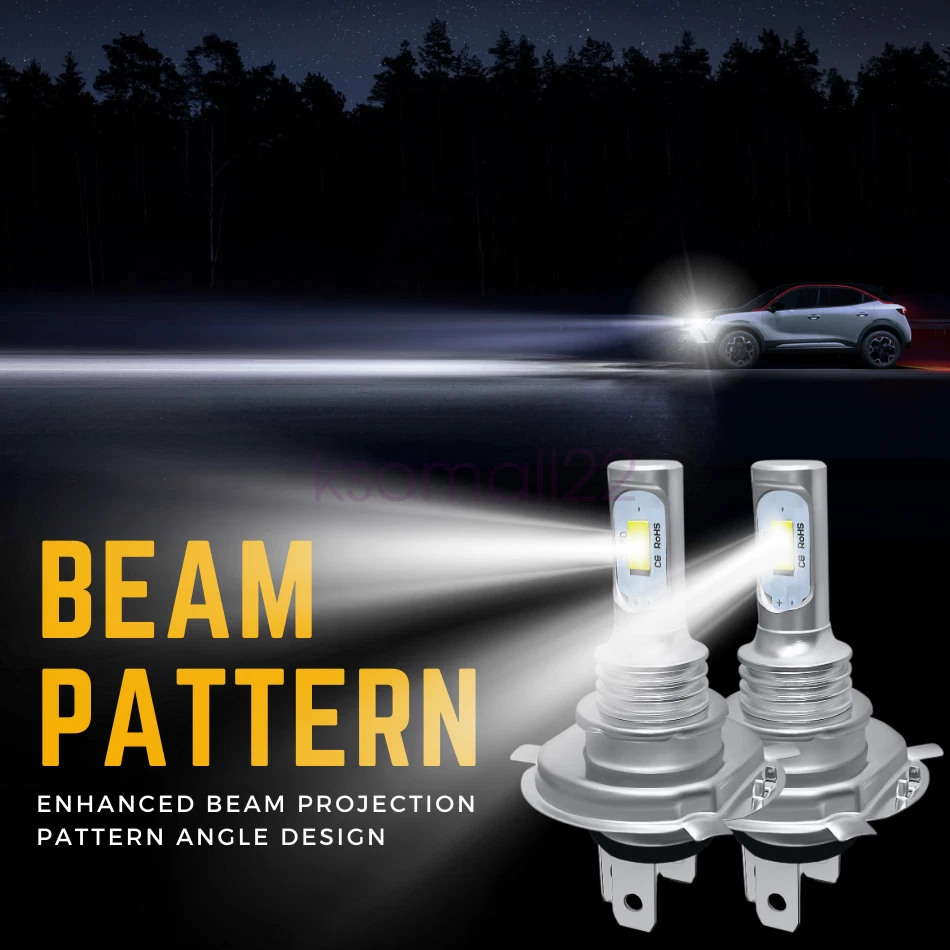 2X NIGHTEYE 50W H4 LED Headlight Bulb Light Hi/Lo Beam Kit 6500K HID Super White - Image 2 of 4