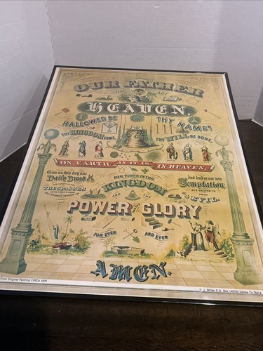 Vintage Masonic Lords Prayer Lithograph Print 12 x 15 - Picture 2 of 6