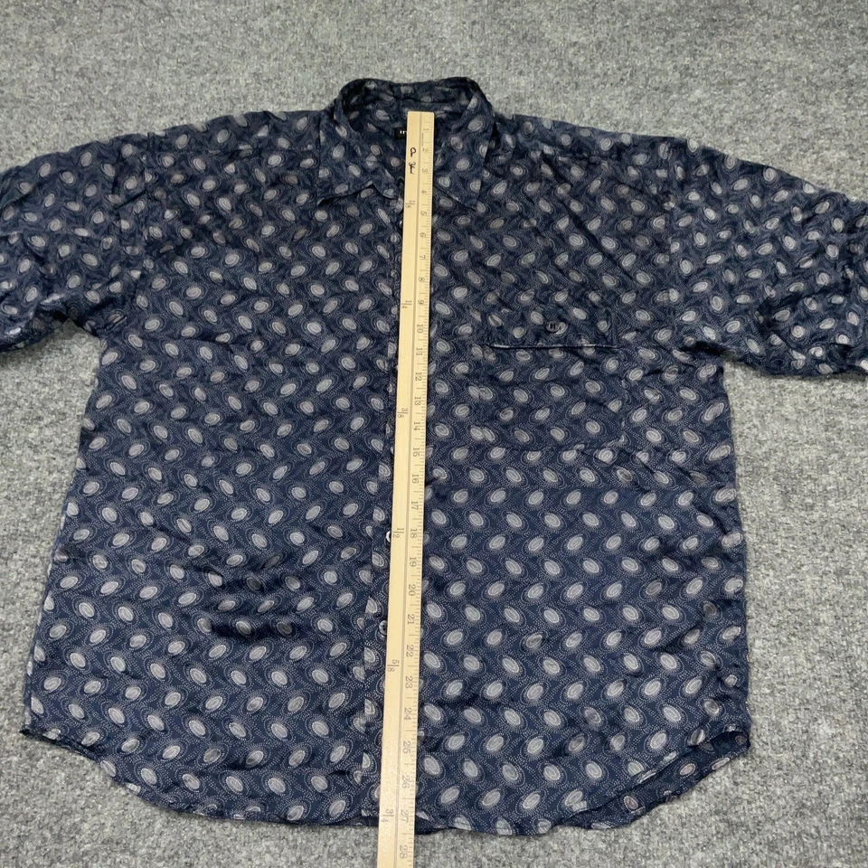 Camisa INTIMO Para Hombres Talla L AZUL SEDA ABOTONADA CAUSAL FECHA DE NEGOCIOS FIESTA Foto 4 de 4