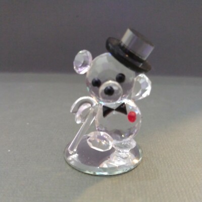 Crystal World Teddy Bear with top hat & cane Miniature Figurine