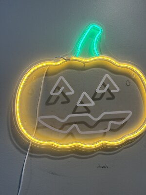 LED Neon Sign Lights Jack-O -Lantern Night Lamp Art Wall Kids Room Decor