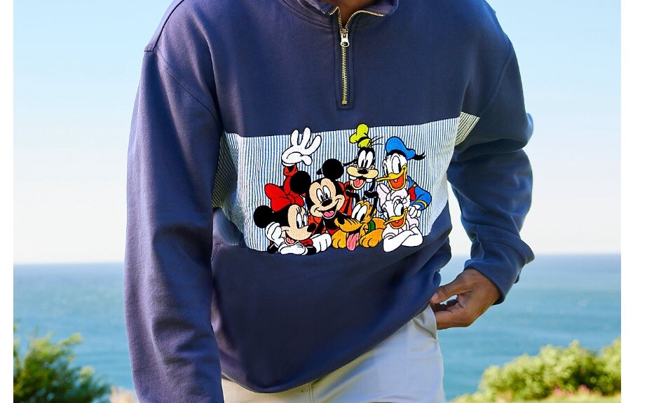 Disney Parks Mickey Mouse and Friends 1/4 Zip Fleece Top Large Blue