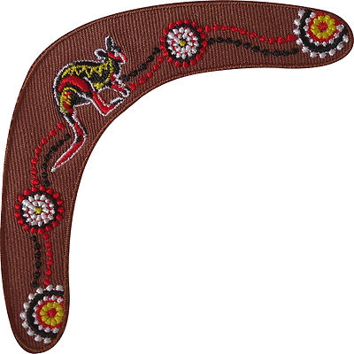 Bumerang Aufnäher Aufbügeln Annähen Jeans Jacke Tasche Hut Australien bestickt Abzeichen