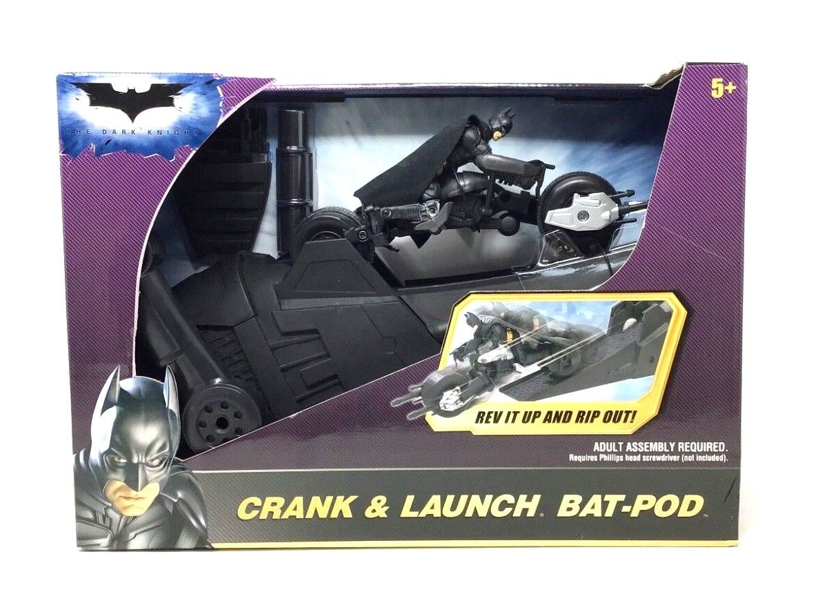 2008 MATTEL - THE DARK KNIGHT - BATMAN - CRANK AND LAUNCH BAT POD