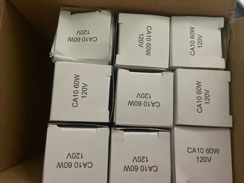 9 Pack 60W 120V E12 Base CA10 C32 CTC Candelabra Flame Tip Clear - Picture 2 of 2