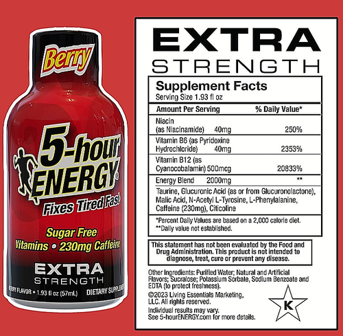 30 unidades✨ 5 horas ENERGÍA extra fuerza baya 1,93 oz cero azúcar vitaminas B cafeína - Imagen 2 de 6