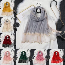 Satin Women Muslim Long Scarf Hijab Turban Headwrap Shawl Scarves Stoles Fashion