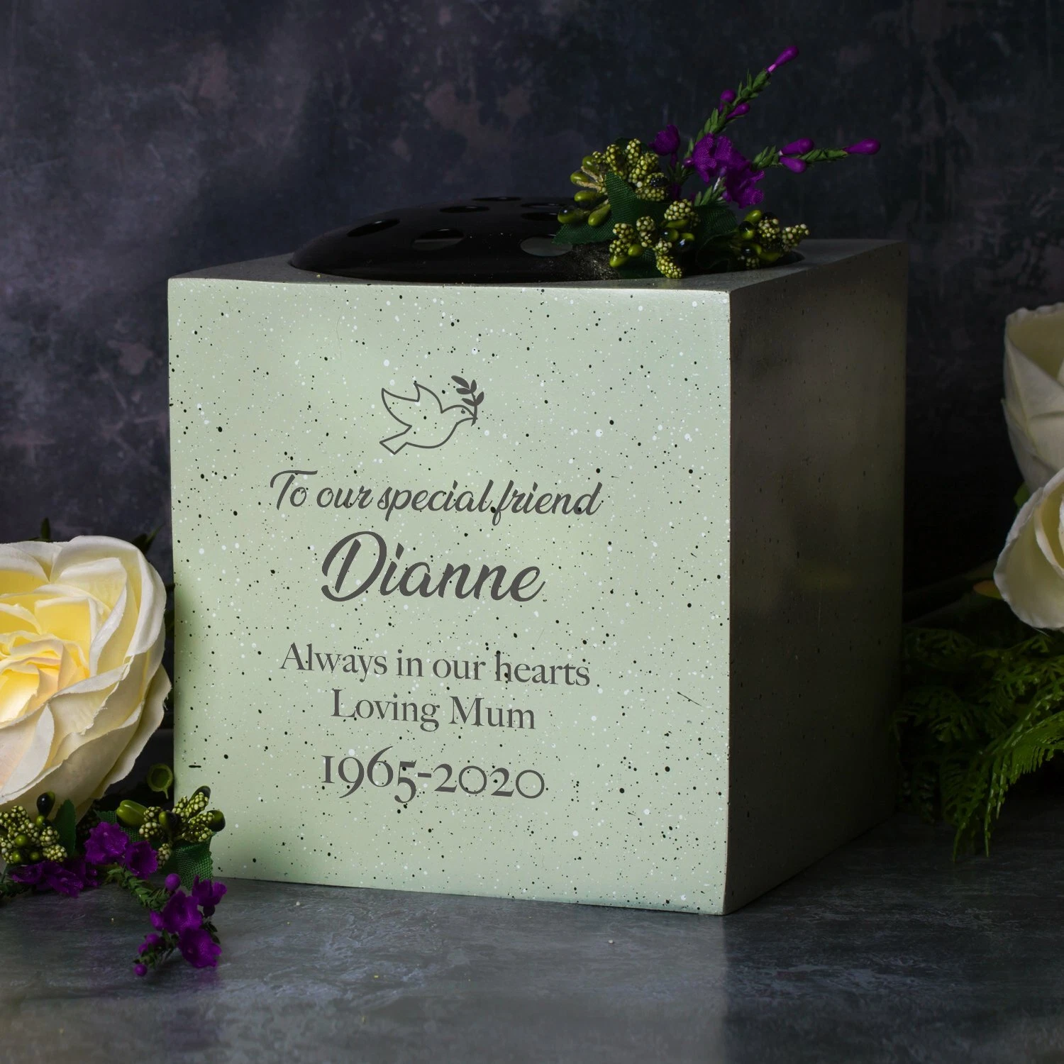 Personalised Dove Memorial Flower Vase Rememberance Funeral Grave stone
Opens in a new window or tab