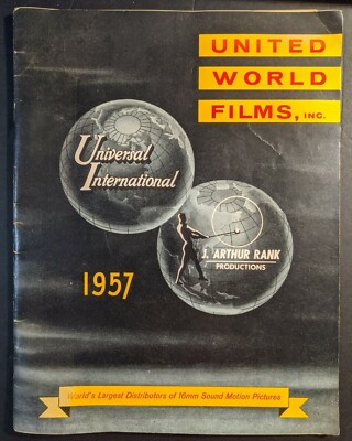UNITED WORLD Original Film Rental Catalog 1957 Universal Studios & J Arthur Rank