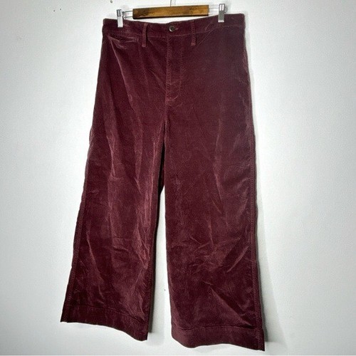 Madewell Womens Emmett Wide-Leg Crop Pants in Maroon Velveteen Size 32 NWT - Picture 12 of 12