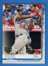 2019 Topps Series 1 150th Anniversary Gold Stamp #162 Yasiel Puig LA Dodgers