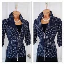 Joseph Ribkoff Navy And White Sporty Zipped Jacket Uk Size 12