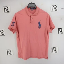 Men Polo Ralph Lauren Custom Slim Fit Golf Polo Shirt Size L Large Pink Big Pony