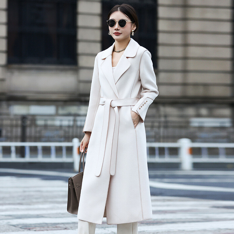 Korean Trench Coat Fashion Female Winter Long Cashmere Trench Coat