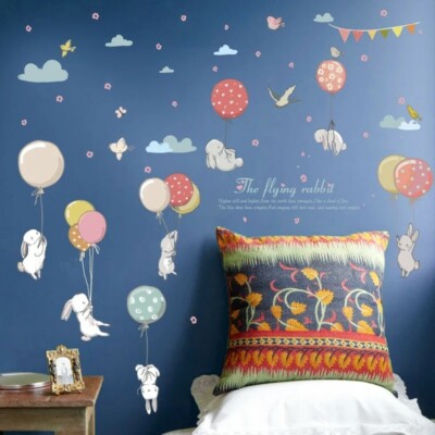 Kaninchen Ballon Zum Selbermachen Wandaufkleber Kinderzimmer Kinderzimmer Abnehmbares Wandbild Aufkleber Dekor