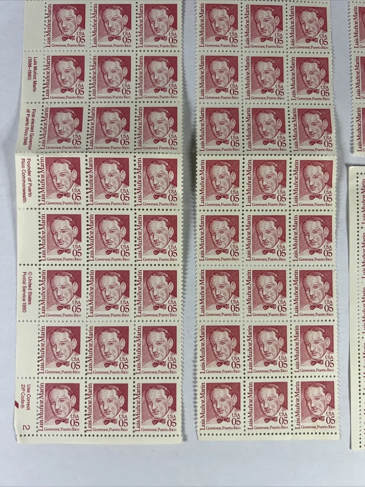 US 2173/2173a 1990 5 Cent Luis Munoz Marin Stamps, All Unused, 100 Stamps Total - Image 2 of 4