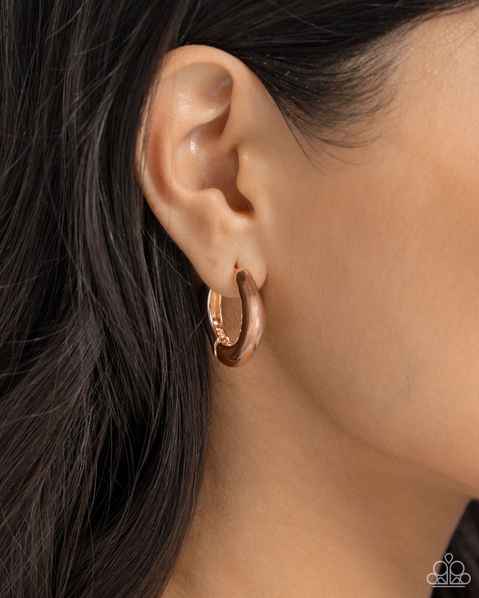 Yazilind Orecchini A Cerchio Drop In Oro Rosa - Forma Cava Lucida Per Donna (4,3 Cm)