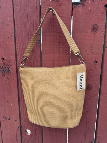 Vintage Magid Woven Natural Straw Purse Bag Wicker Basket Raffia Boho Hippie New