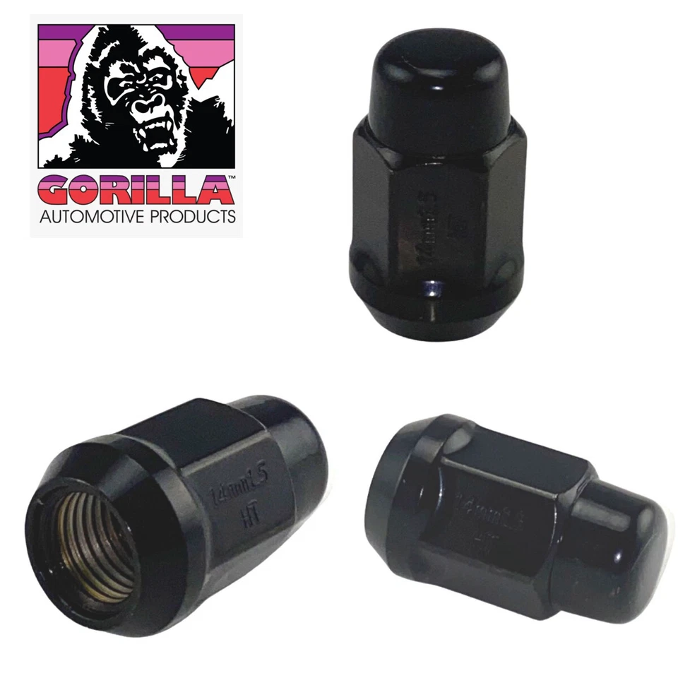 20 tuercas negras Gorilla 14 mm x 1,50 abultamiento bellota asiento 3/4" hexagonal 14x1,5 41148BC  Foto 2 de 4