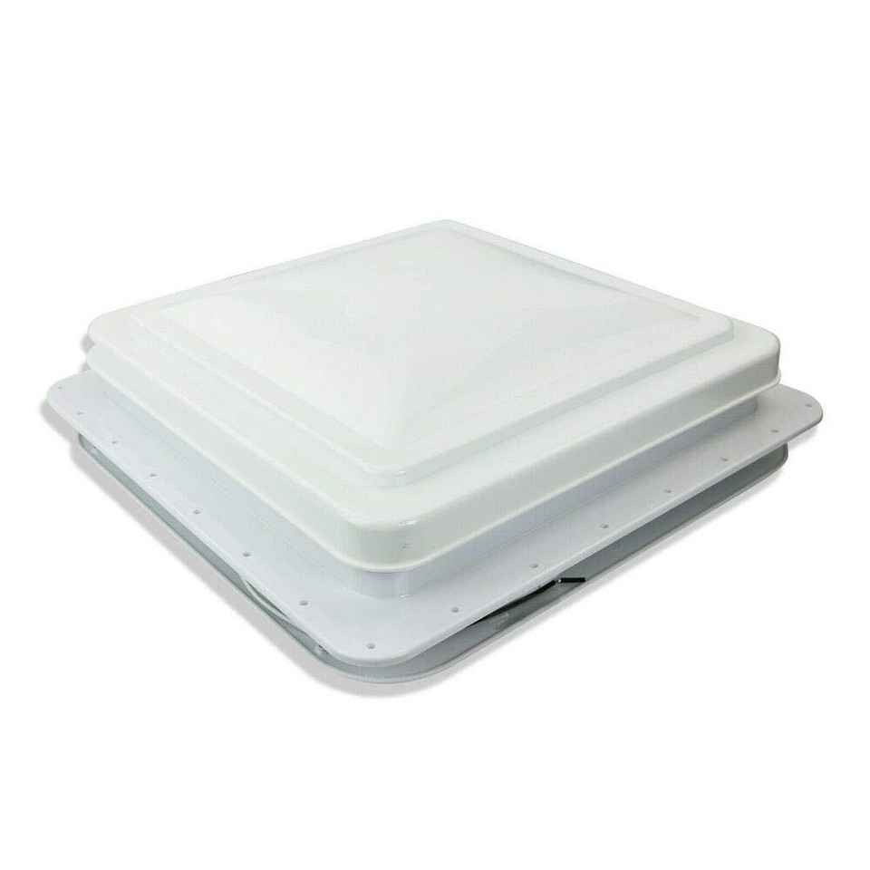 Oblo Camper Trailer Vent Ventline 14" Rv Roof Vent 12 Volt FAN - WHITE Lid - PUTTY &amp; SCREWS 12 Volt Fan For Car Oblo Camper 40x40 Con Ventola