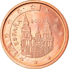 [#830591] Spain, 2 Euro Cent, 2004, Madrid, AU(50-53), Copper Plated Steel, KM:1