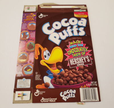 Vintage 1996 Cocoa Puffs Trial Size 6.25 Oz. Empty Cereal