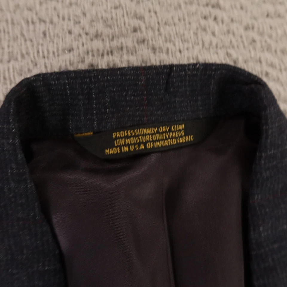 VINTAGE Prince of Wales Check Jacket S Gray Glen Plaid 100% Wool Blazer 38R - Image 3 of 4