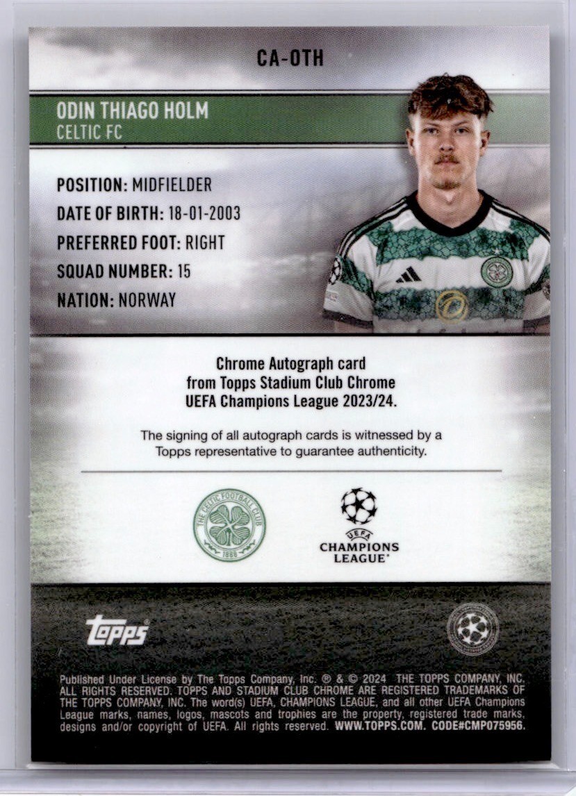 2023-24 Topps Stadium Club Chrome UEFA Odin Thiago Holm RC