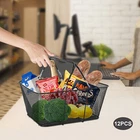12 PCS Shopping Baskets With Handles Black Metal Shopping Basket Stackable Iron