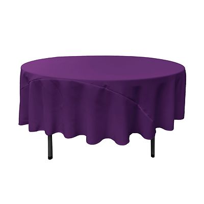 LA Linen Polyester Poplin Round Tablecloth, 90-Inches. Made in USA