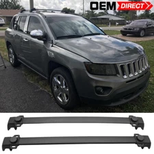 Fits 11-16 Jeep Compass OE Factory Style Roof Rack Cross Bars Black Aluminum