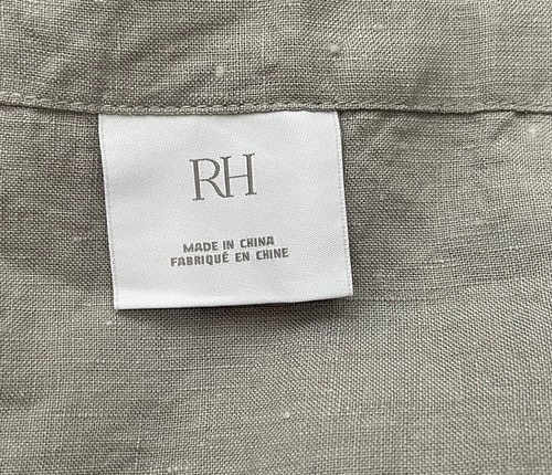 Restoration Hardware Stonewashed Belgian Flax Linen EURO Sham Color FOG $139 - Foto 5 di 9