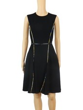 Versace Cady A-Line Dress w/ Printed Piping