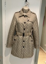 Ladies 3/4 Length Beige Quilted Coat Size 12