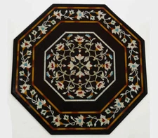 2' Unique Design Inlay Work Dining coffee Table Top black Marble Kitchen Table