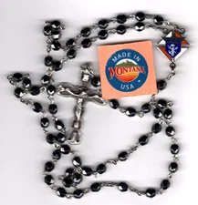 Knights of Columbus-Gunmetal Glass 6mm Beads Rosary   "MTKENT55"