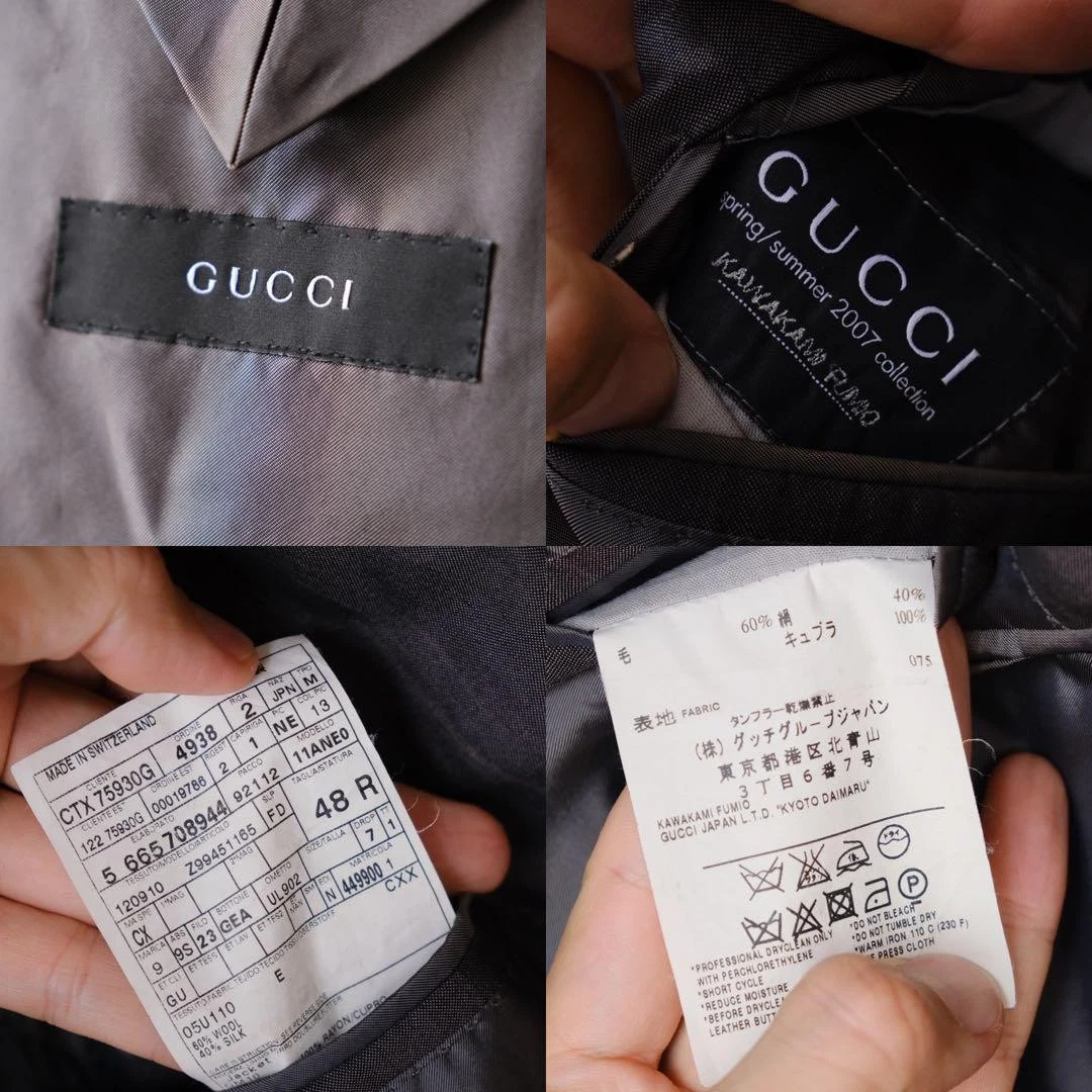 Giacca Gucci lana seta a punta grigio antracite 48 usata ottima lusso formale