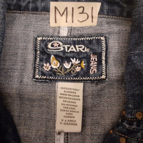STAR JEANS vintage womens denim jacket XL blue button front statement collar - Picture 7 of 8