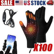 Heated Gloves Electric Rechargeable Battery Hand Warm Windproof Thermal Winter