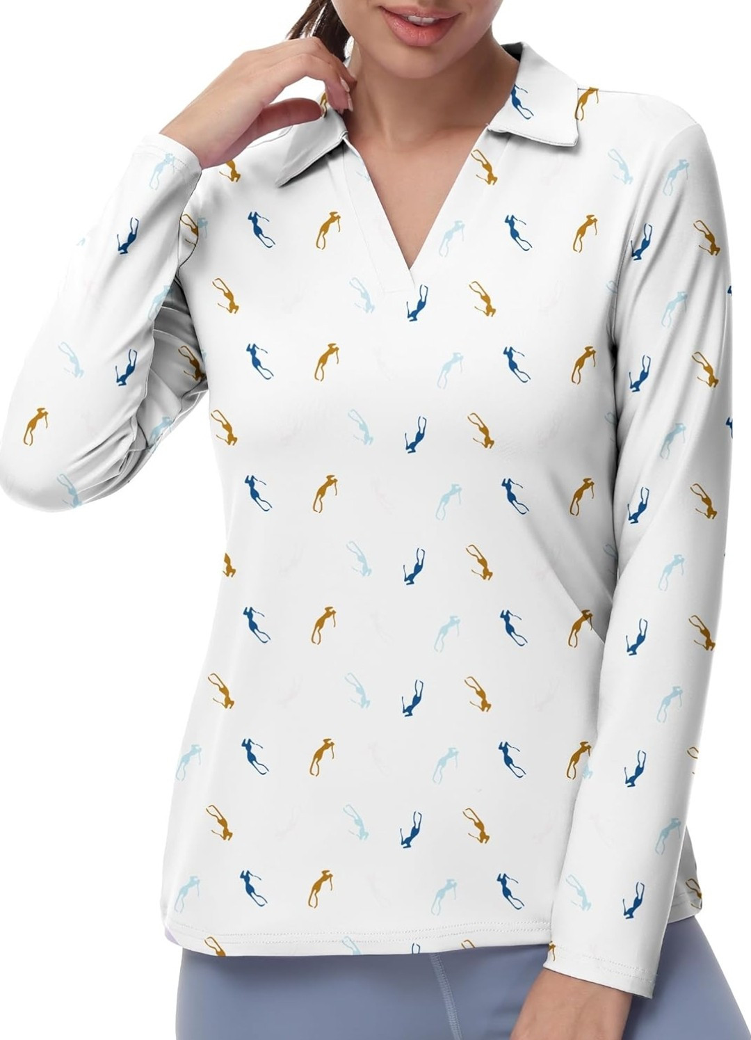 Polo Long Sleeve Workout Tops Upf 50+ Sun Protection Quick D
