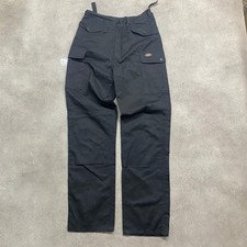 Dickies Cargo Trousers Mens 30" Workwear Multi Pocket Straight Leg Pants, Black