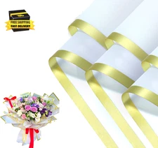 20 Sheets Flower Wrapping Paper, Waterproof White Gold Gift Wrap Paper for Weddi