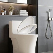 Glossy White Elongated Toilet Elegant Styling Easy Clean Toilet For Elderly User