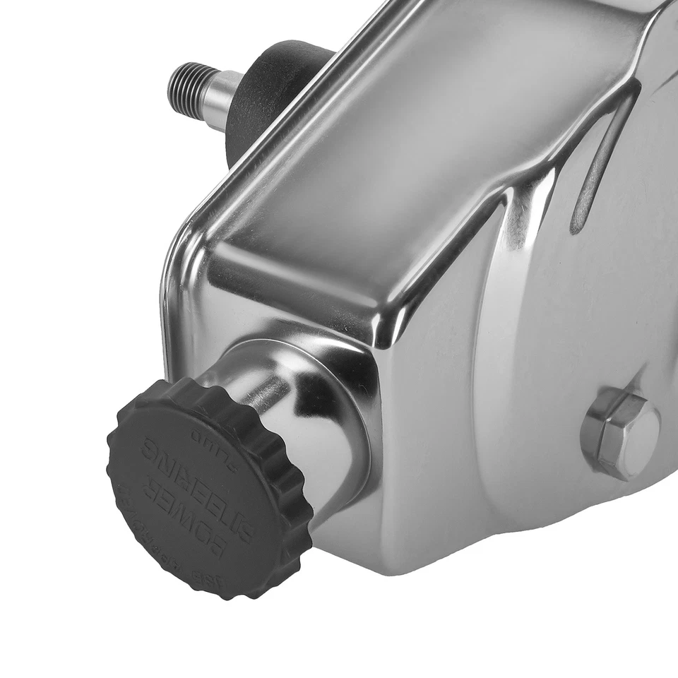 Bomba de dirección asistida cromada Saginaw 5/8" estilo eje con llave se adapta a Chevy Foto 3 de 4