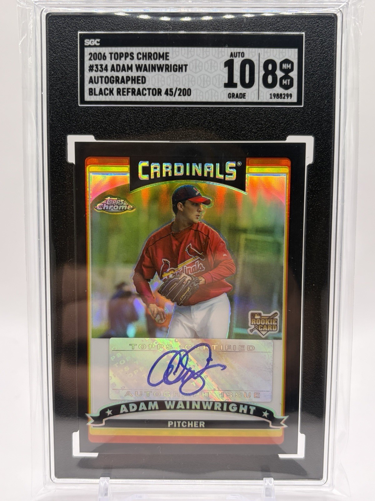 2006 Topps Chrome #334 Adam Wainwright RC Auto /200 Black Refractor SGC 10/8