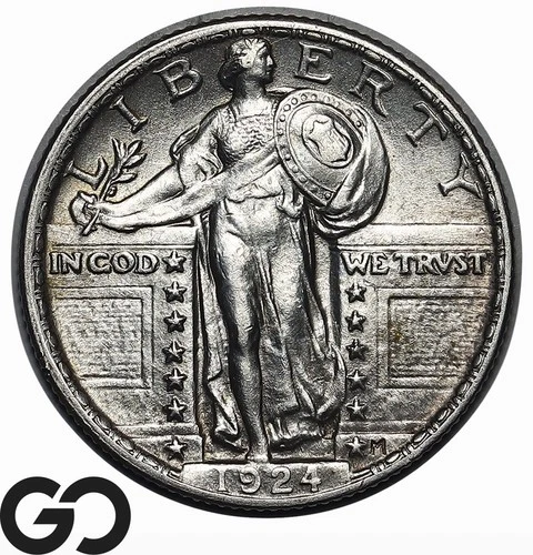 1924 Standing Liberty Quarter Full Head, Choice AU++/Unc FH
