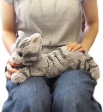 Sun Lemon Lap-Sized Silver Tabby Cat Plush Toy S 36cm Knee Series Japan