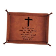 Christian Gifts,Leather Tray Engraved Personalized Tray,Bible Verse Psalms 32:8