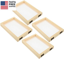 4Pcs Wooden Paper Making Screen, Paper Making Mould and Deckle Wooden Frame for