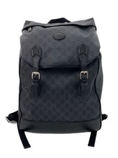 Gucci GG Supreme Interlocking G Backpack Medium Canvas Leather Black 696013